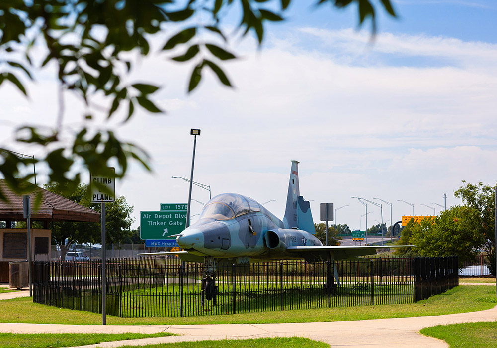 Military airplane in Midwest City, Oklahoma
