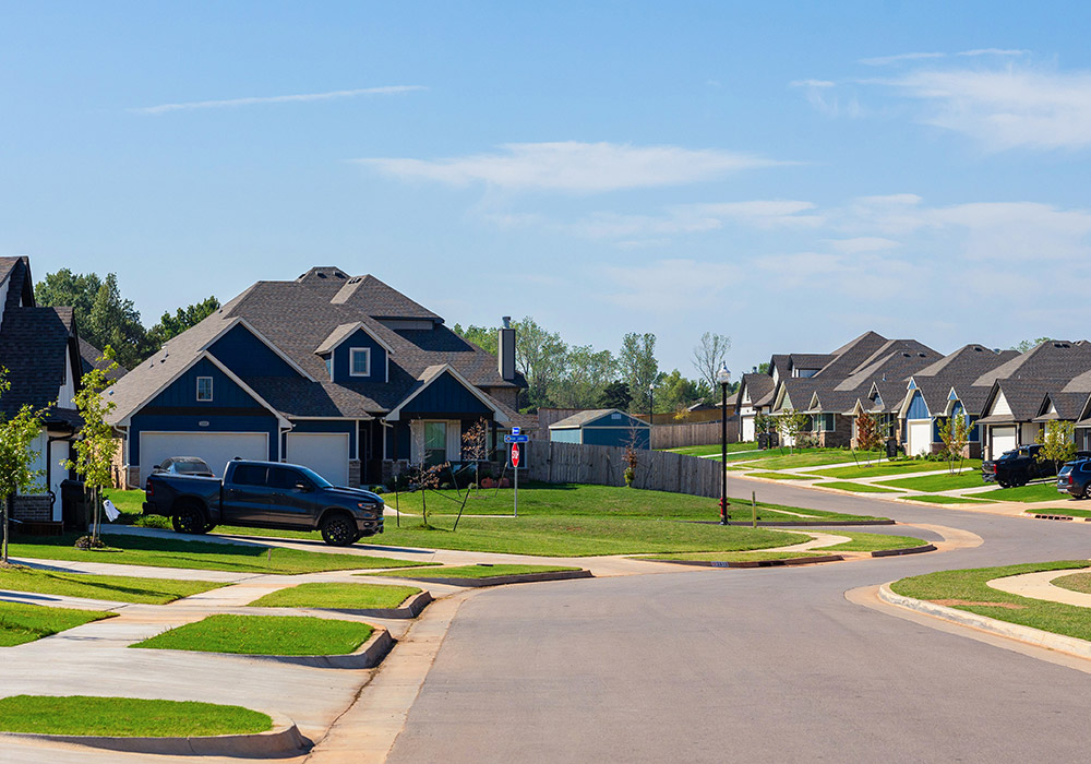 Various homes in a suburb in Moore, Oklahoma