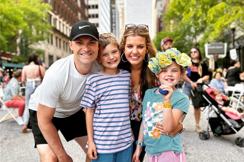 Justin and his family in downtown Tulsa.